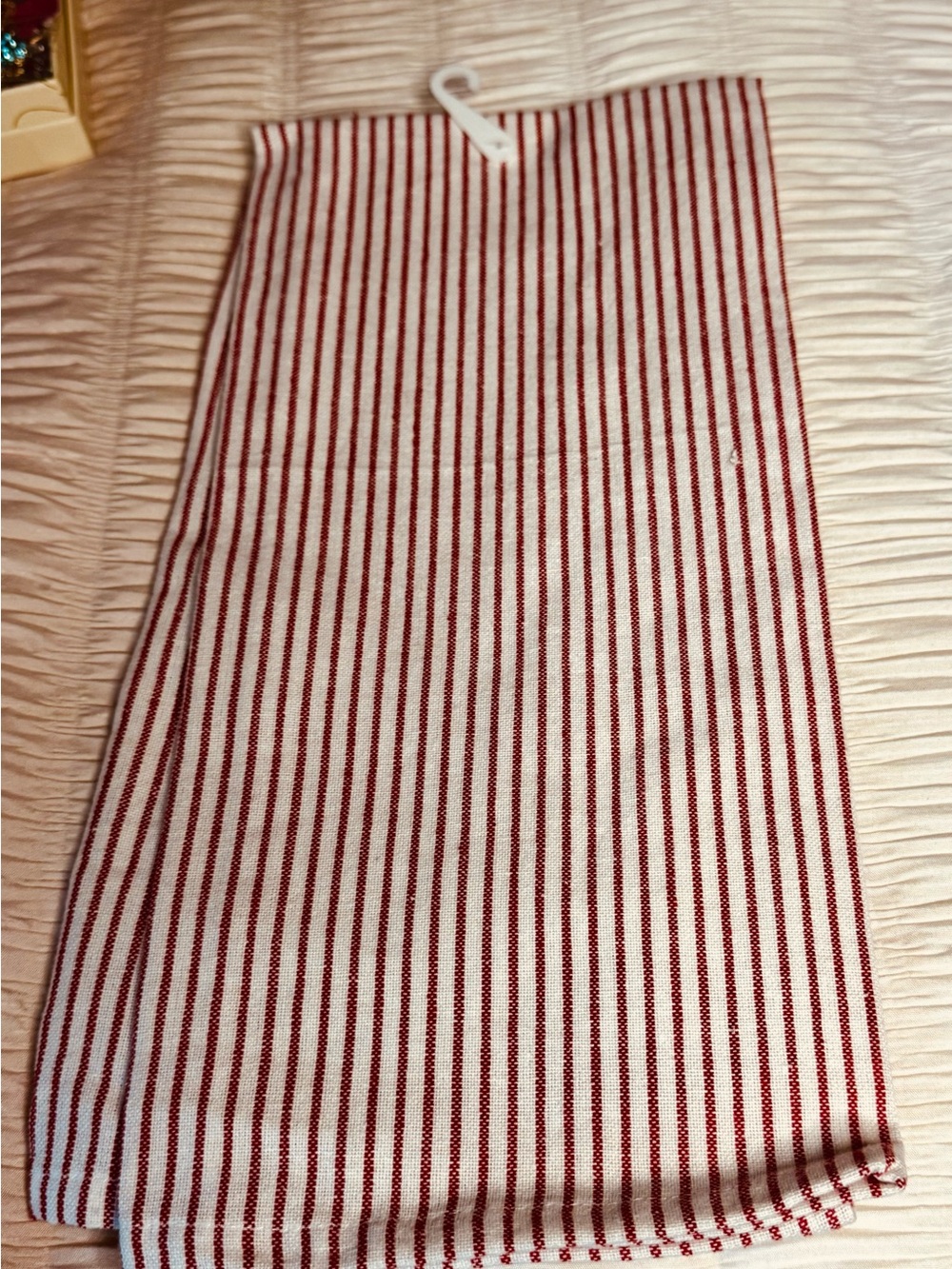 Set of 2 Red and White Striped Christmas Dish Towels